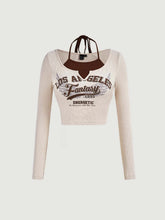 Letter Graphic Halter Neck 2 In 1 Tee